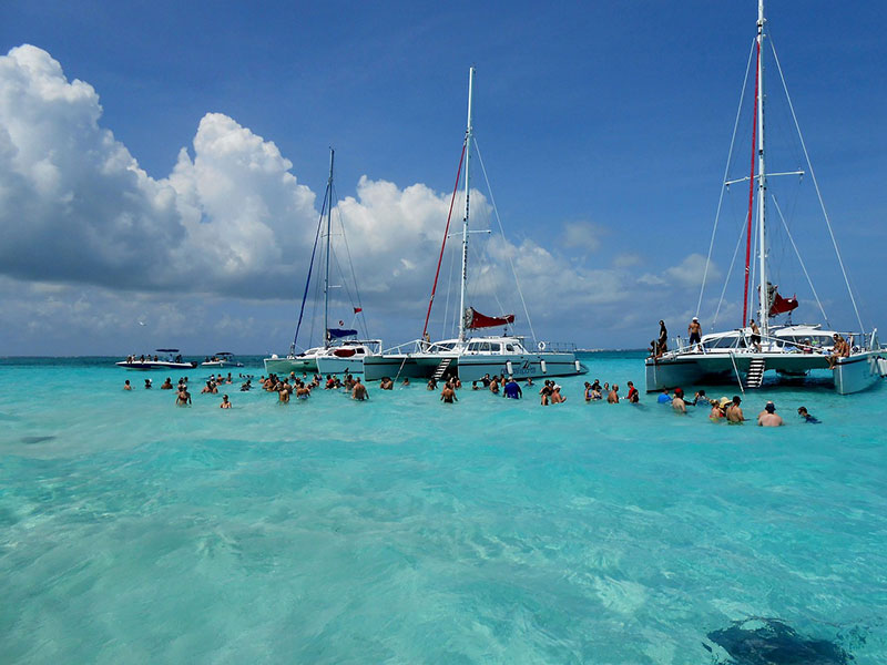 Catamarans in the sea at Grand Cayman Islands, South America